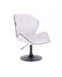CRONO Białe krzesło z oparciem obrotowe - czarny dysk