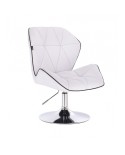 CRONO Fotel kolor biały tapicerowany skóra eko - dysk chrom