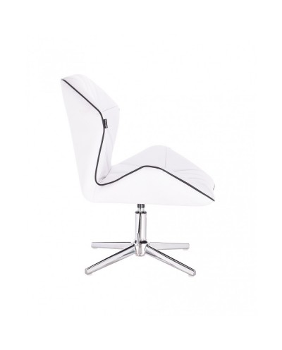 Biały fotel gabinetowy CRONO modny gabinet - krzyżak chrom