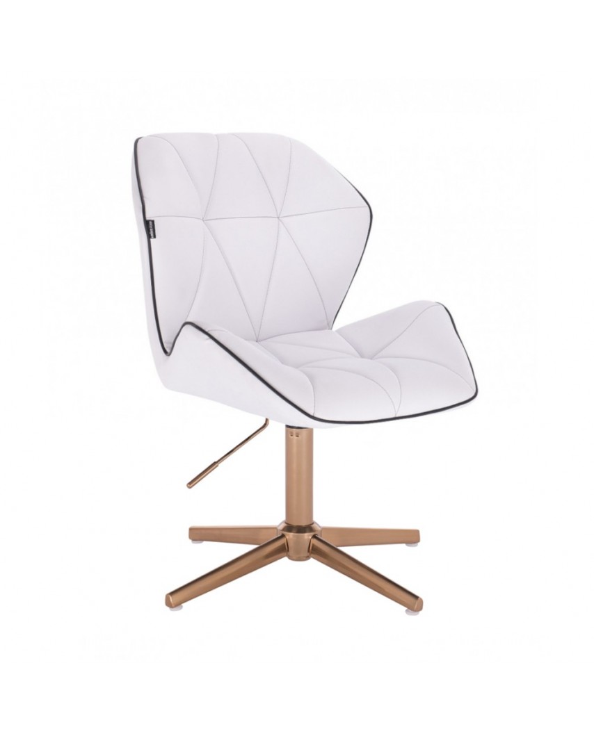 Krzesło biurowe białe CRONO biuro, gabinet - złoty krzyżak