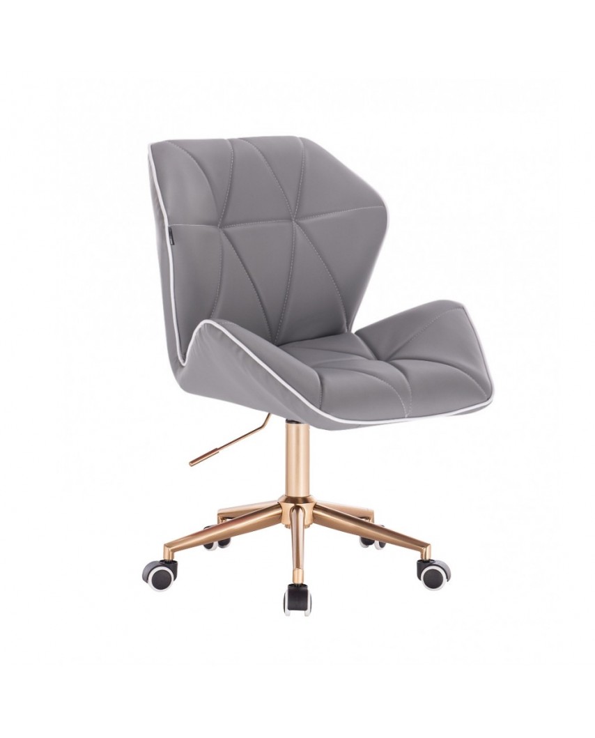 CRONO Szare krzesło biurowe obrotowe skóra ekologiczna - złote kółka
