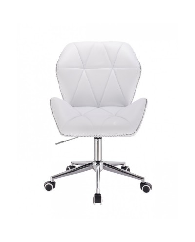 Białe krzesło CRONO ZET z przeszyciem na oparciu - kółka chrom