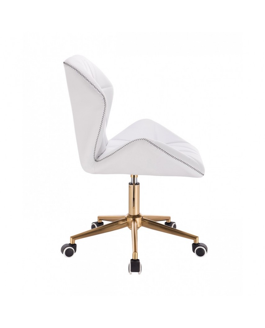 CRONO ZET Białe obrotowe krzesło z przeszyciem - złote kółka
