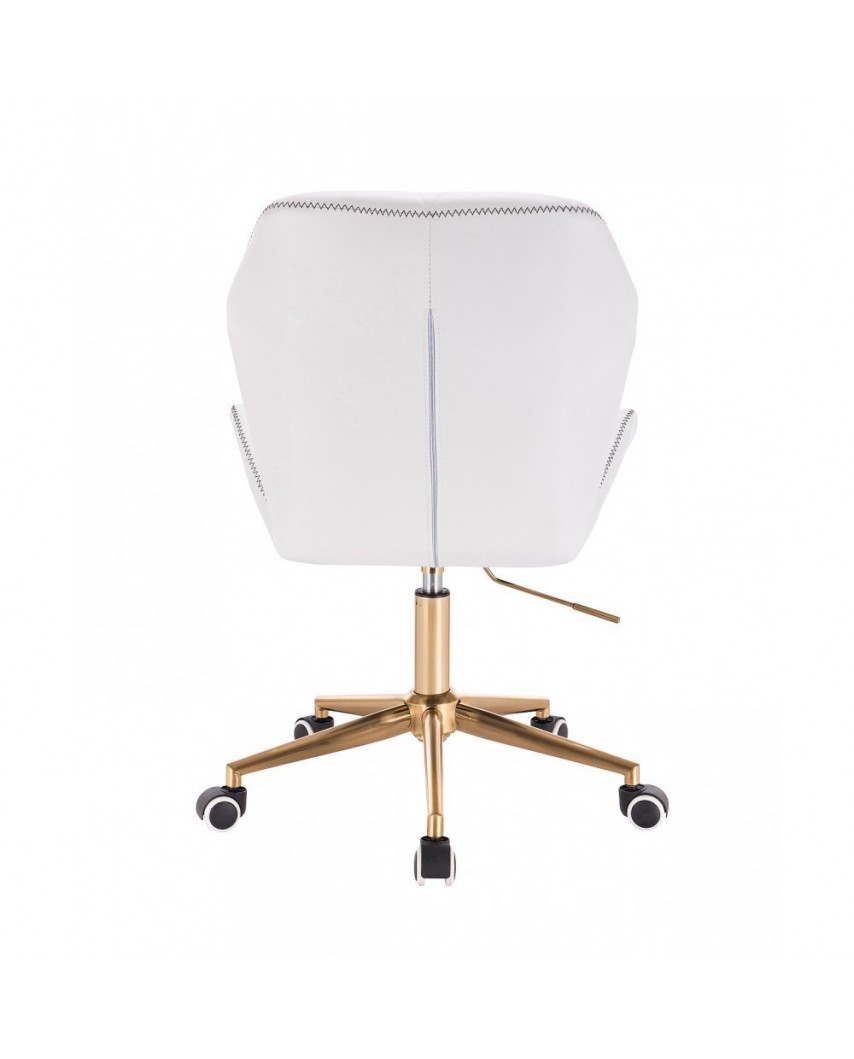 CRONO ZET Białe obrotowe krzesło z przeszyciem - złote kółka