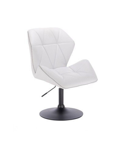 CRONO ZET Białe krzesło tapicerowane skóra ekologiczna - czarny dysk