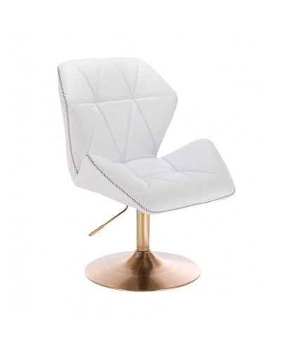 CRONO ZET Biały tapicerowany fotel obrotowy - złoty dysk