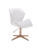 Krzesło z modnym przeszyciem CRONO ZET białe - złoty krzyżak