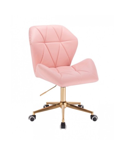 CRONO ZET Różowe krzesło do biurka - złote kółka