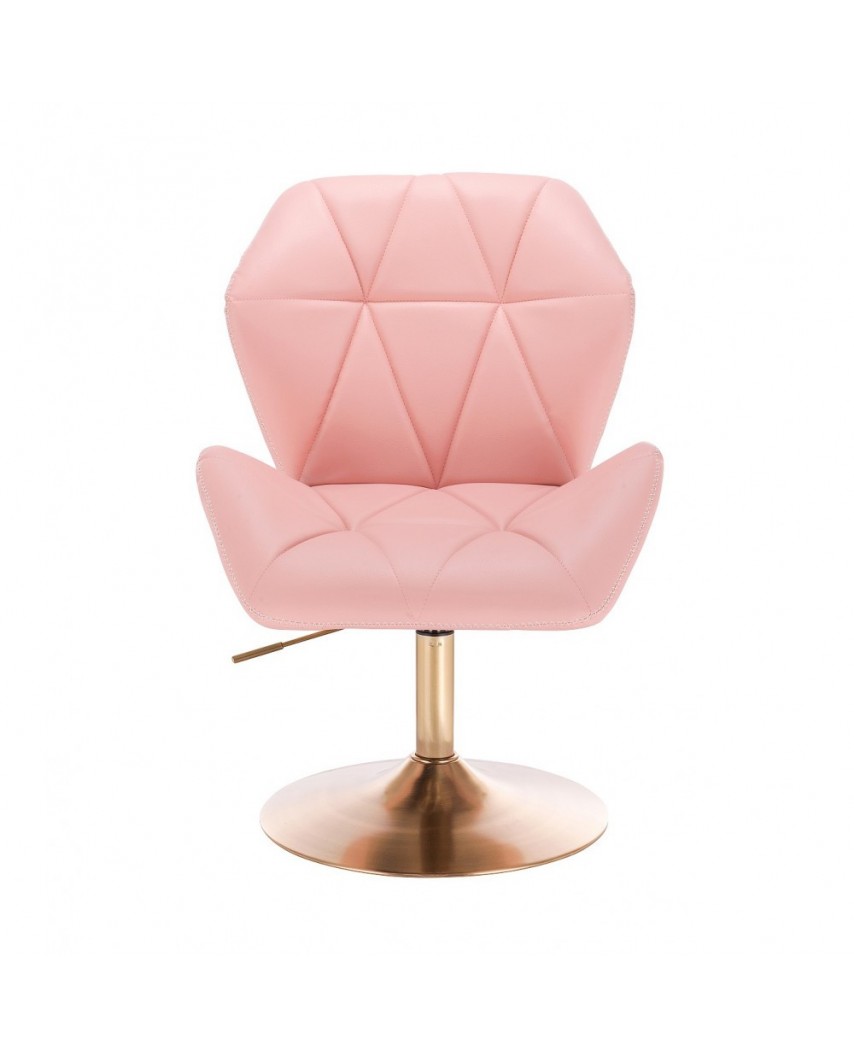 Krzesło tapicerowane CRONO ZET różowe - złoty dysk