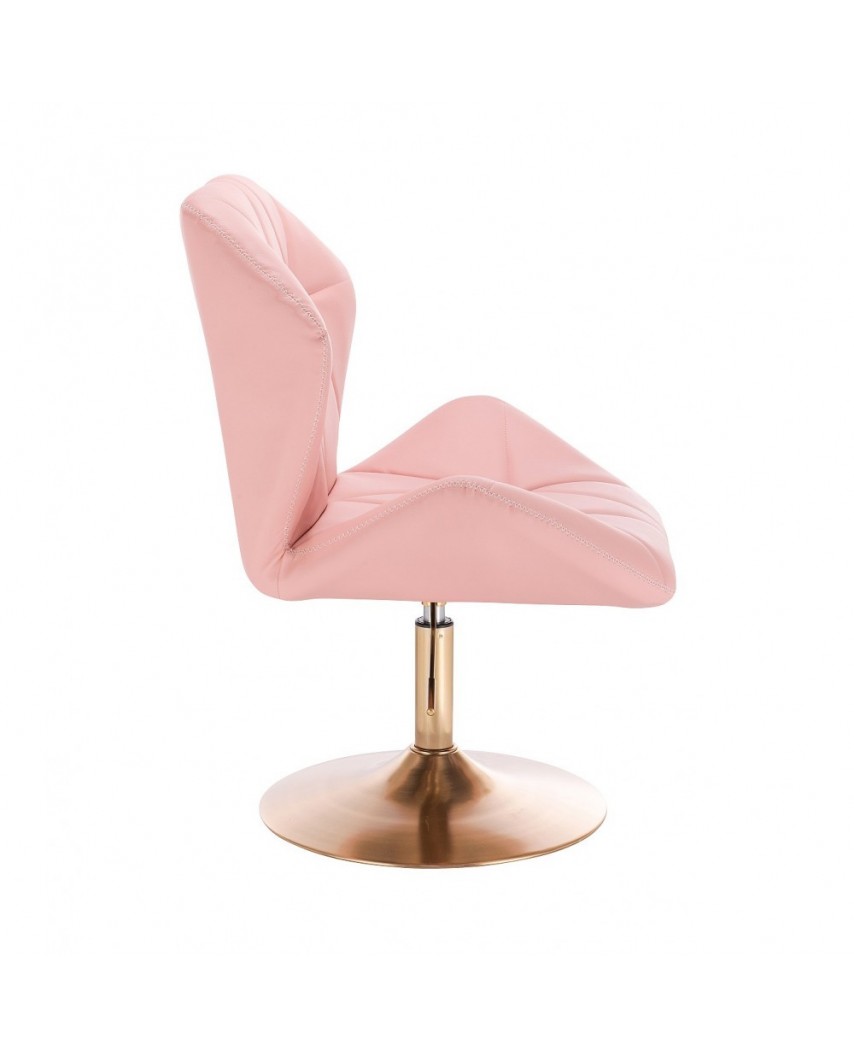 Krzesło tapicerowane CRONO ZET różowe - złoty dysk