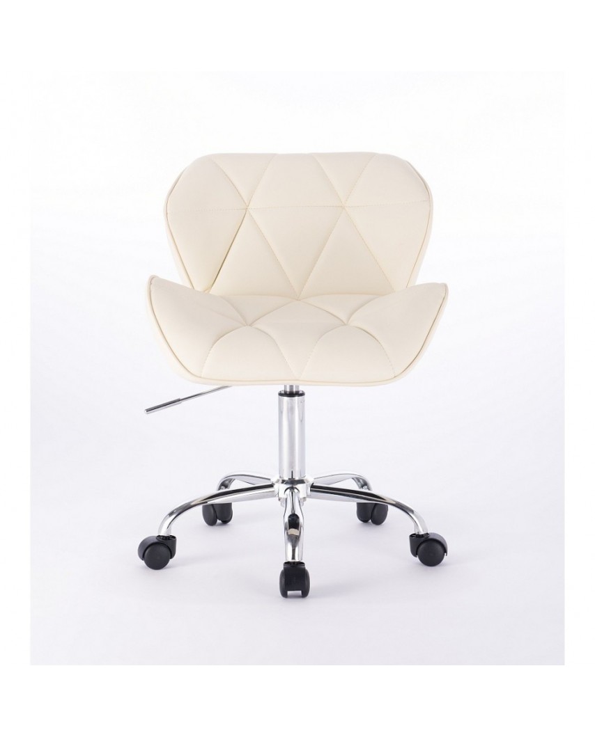 Małe krzesło na kółkach PETYR UNO kolor kremowy - kółka chrom
