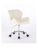 Małe krzesło na kółkach PETYR UNO kolor kremowy - kółka chrom