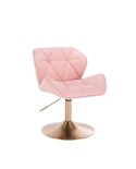 Nowoczesne krzesło PETYR UNO różowe - złoty dysk