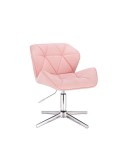 Tapicerowane krzesło PETYR UNO różowe skóra eko - krzyżak chrom