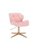 Krzesło PETYR UNO różowe - złoty krzyżak