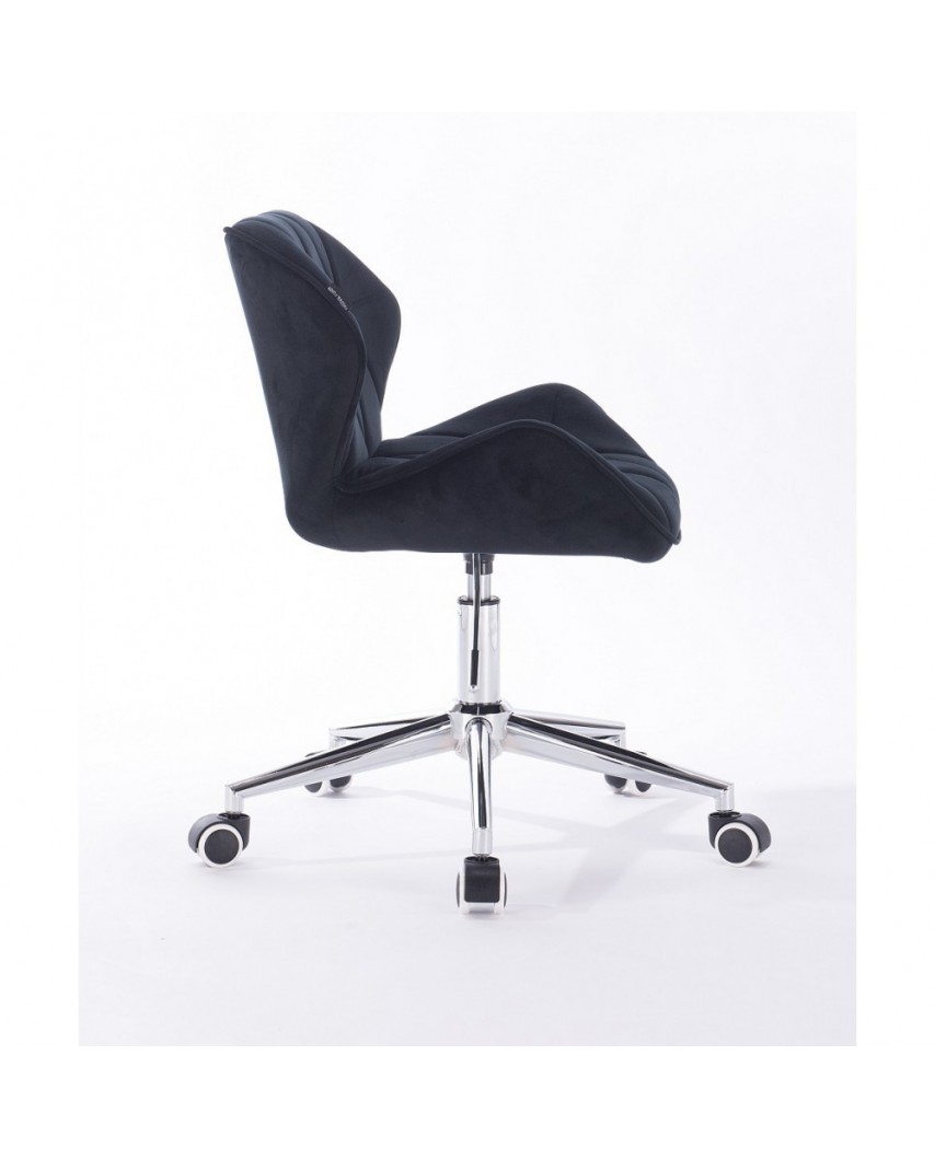 Krzesło tapicerowane PETYR czarne - kółka chrom