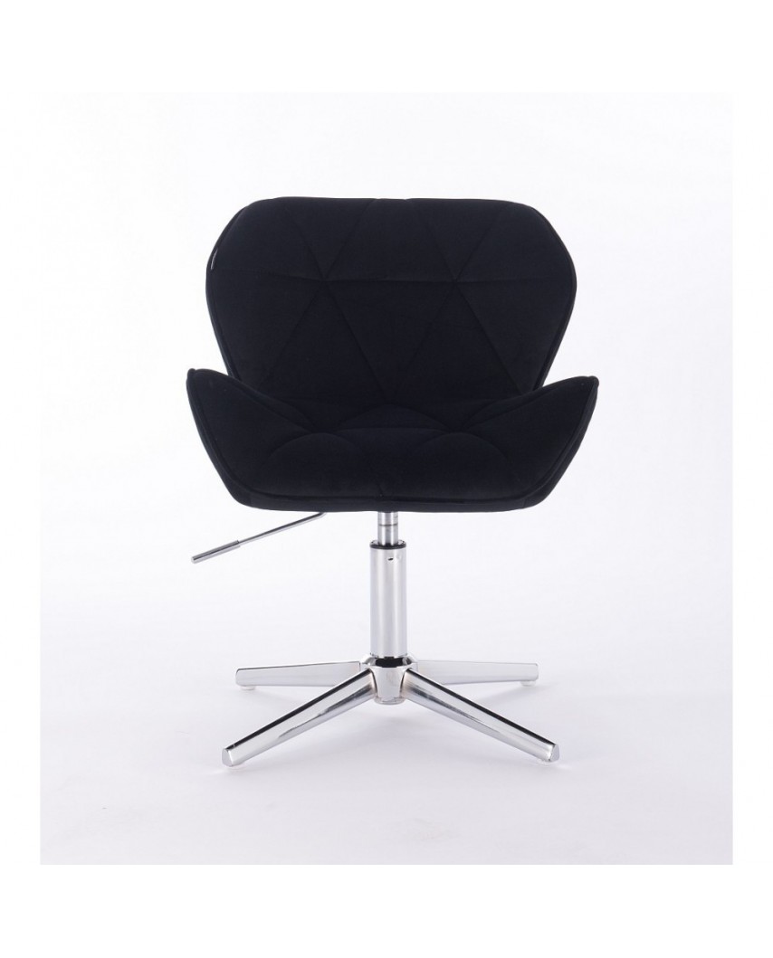 Krzesło czarne PETYR na metalowej podstawie - krzyżak chrom