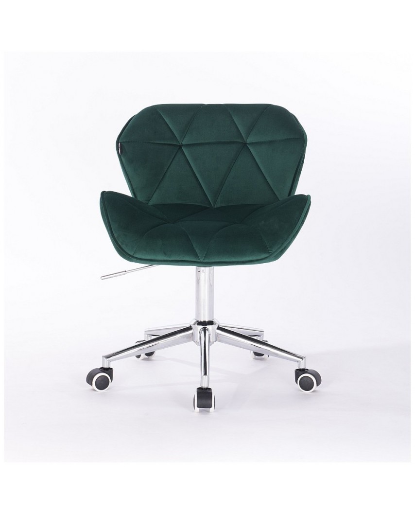 Krzesło tapicerowane PETYR butelkowa zieleń - kółka chrom