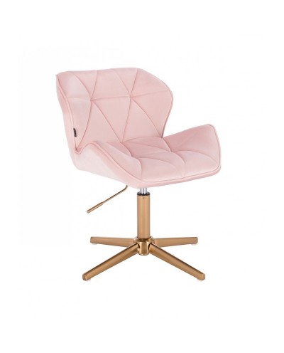 Krzesło dla dziewczynki PETYR pudrowy róż - złoty krzyżak