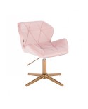 Krzesło PETYR pudrowy róż - złoty krzyżak