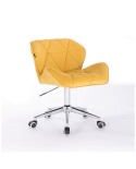 Krzesło tapicerowane PETYR żółte - kółka chrom