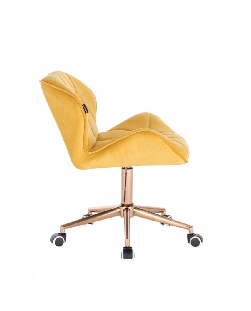 Krzesło skandynawskie PETYR żółte - kółka złote
