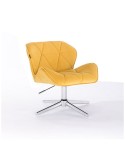 Krzesło żółte PETYR na metalowej podstawie - krzyżak chrom