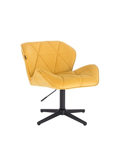 Żółte krzesło PETYR na metalowej czarnej podstawie krzyżak