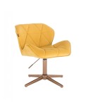 Krzesło welurowe PETYR żółte - złoty krzyżak