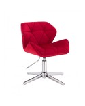 Krzesło czerwone PETYR na metalowej podstawie - krzyżak chrom