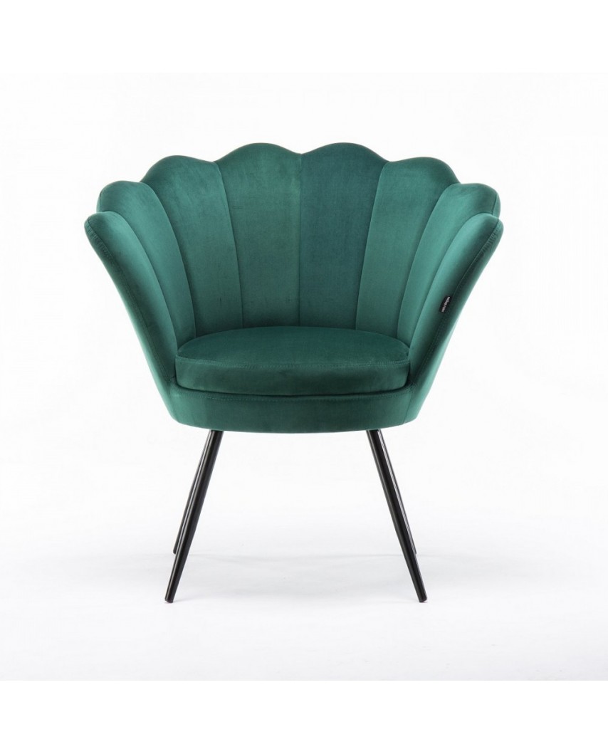 Fotel wypoczynkowy ARIA muszelka butelkowa zieleń - czarne nogi