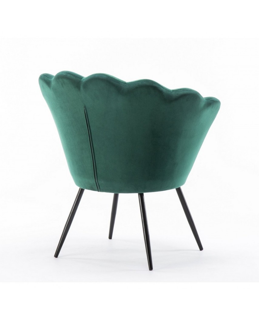 Fotel wypoczynkowy ARIA muszelka butelkowa zieleń - czarne nogi
