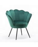 Fotel ARIA muszelka butelkowa zieleń - czarne nogi