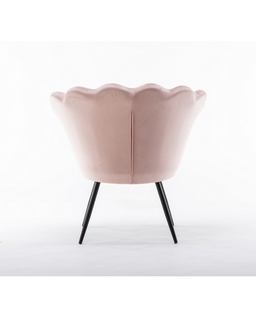 Fotel wypoczynkowy pudrowy róż ARIA muszelka - nogi czarne