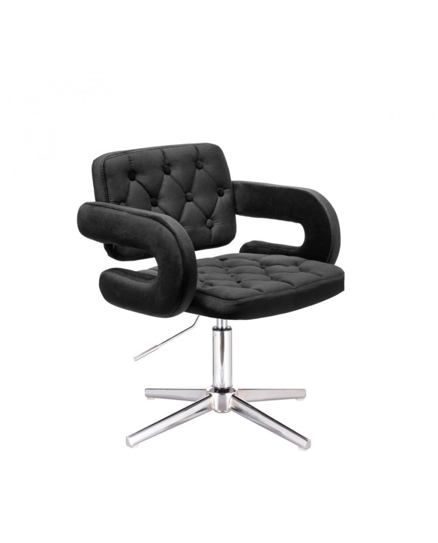 Czarne krzesło tapicerowane SURF welur - krzyżak chrom