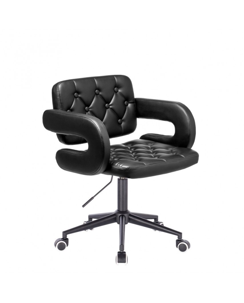 Czarne krzesło biurowe SURF ekoskóra - czarna podstawa kółka