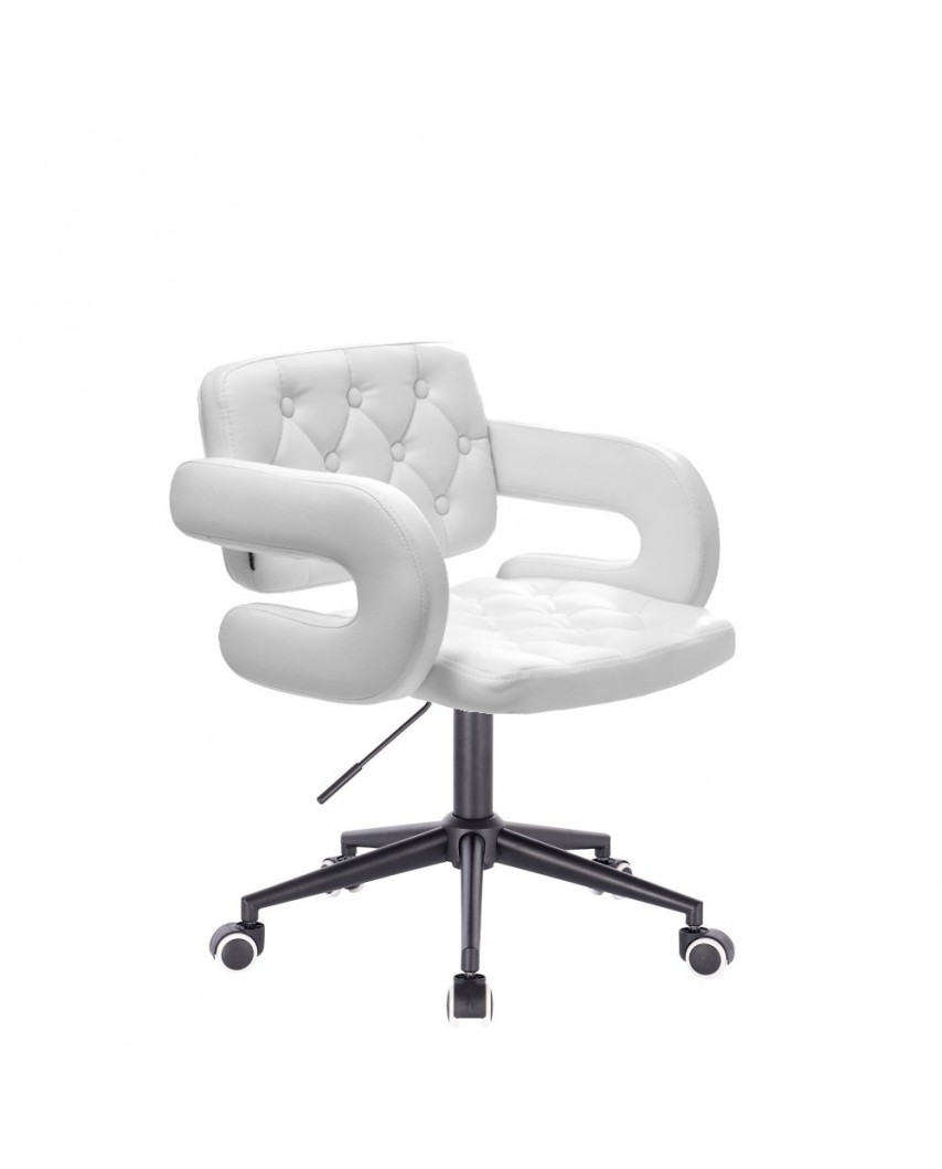 Białe krzesło biurowe SURF ekoskóra - czarna podstawa kółka