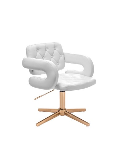 Krzesło obrotowe SURF ekoskóra białe - złoty krzyżak