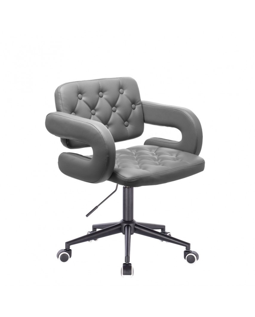 Szare krzesło biurowe SURF ekoskóra - czarna podstawa kółka