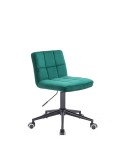 Małe krzesło z oparciem ATENA welur butelkowa zieleń - kółka czarne