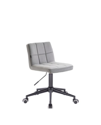 Małe krzesło z oparciem ATENA welur stalowy - kółka czarne