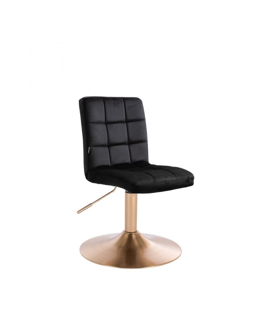 Krzesło z oparciem CAMELIA czarny welur - złoty dysk