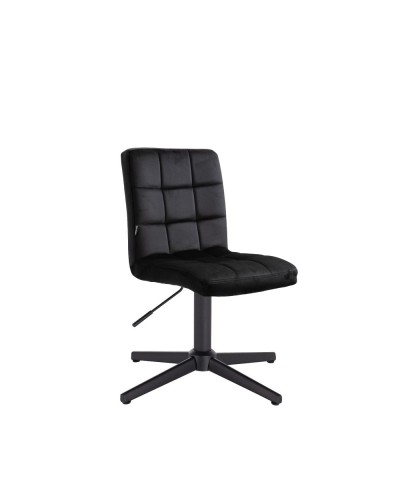 Czarne krzesło pikowane CAMELIA welur - czarny krzyżak