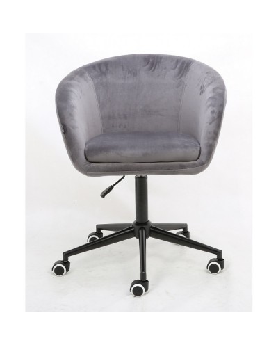 Fotel biurowy CASSIE welur stalowy - czarna podstawa kółka