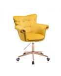 Żółte krzesło LORA CRISTAL - złota podstawa kółka
