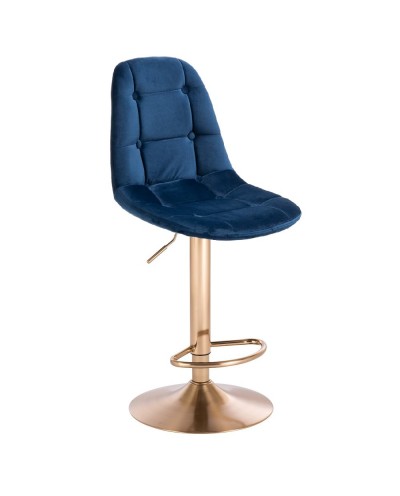 Krzesło barowe wysokie POPPEA ciemne morze - złoty podnóżek