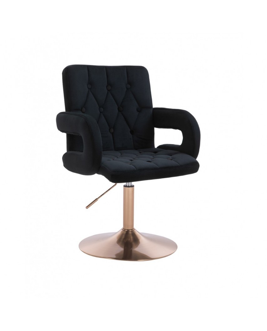 Krzesło do biurka SURF BIS czarne tapicerowane - złoty dysk