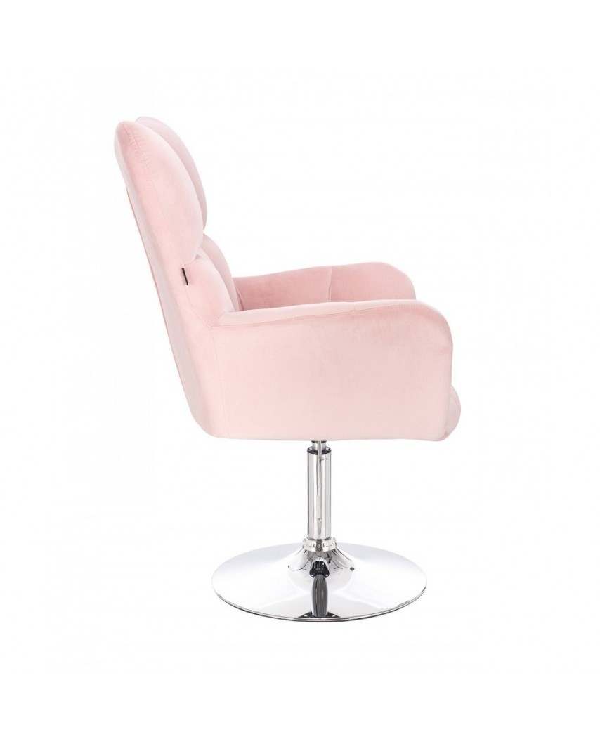 Pudrowy różowy fotel PEDRO róż do salonu
