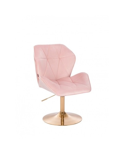 Glamour fotel różowy CRONO pudrowy róż - złoty
