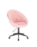 Nowoczesny fotel BOL różowy - kółka czarne